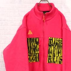 NIKE ACG ロゴ刺繍 フリースジャケット ナイキ ピンク ブルゾン ボア