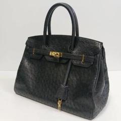 ✨未使用品✨ハンドバッグ　オーストリッチ 黒 南京錠　2WAY ベルト2色 ✨未使用品✨ハンドバッグ オーストリッチ 黒 南京錠 2WAY
