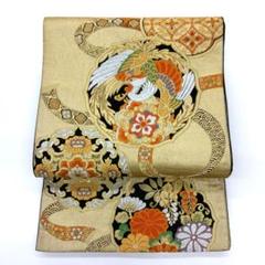 袋帯 横段 華文 鳳凰 花唐草 24M258f 銀箔華文鳳凰（【振袖・袋帯・長襦袢のセット商品