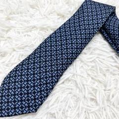 極美品　エルメス　HERMES ネクタイ　ビジネス　　Hロゴ　ネイビー　紺