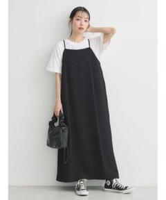 アースミュージック＆エコロジー なみなみ柄キャミワンピース ブラック(Ｆ)のサムネイル