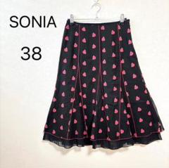 美品　SONIA RYKIEL　コットン　スカート　薄くて涼しい　花柄　ドット 美品SONIA RYKIELコットンスカート薄くて涼しい花柄ドット