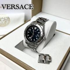【稼働】 VERSACE GMT ヘレニウム 黒文字盤 メデューサ 腕時計