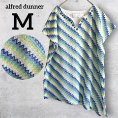 alfred dunner 半袖シャツ M 変形シャツ Vネック カラフル