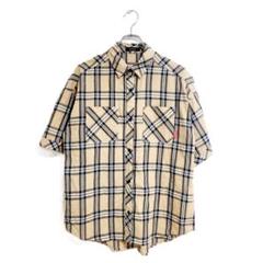 SUREVE 半袖シャツ L ベージュ チェック柄 春夏 涼しい おでかけ