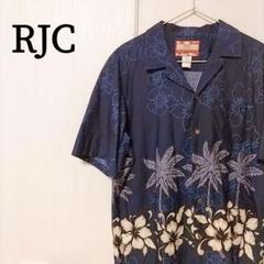 アールジェイシー ハワイアンシャツ ネイビー ハイビスカス ヴィンテージ L