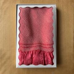 ピンクの絹帯揚げ 織り模様