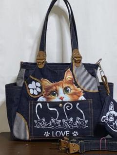岡山デニム☆トラ猫☆リュック対応☆4wayあおりバッグ - メルカリ