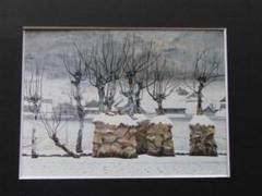 中根強司、【湖北（畦木）】、希少な額装用画集画、新品高級額 額装付 中根強司、【湖北（畦木）】、希少な額装用画集画、新品高級額