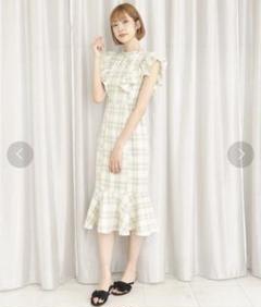 tity&co. ティティアンドコー　チェックフリルマーメイドワンピース　S