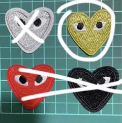 刺繍 ワッペン アイロン 4枚ハート