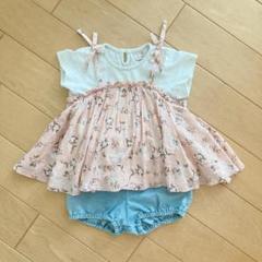 プティマイン【petit main】花柄ドッキングキャミセットアップ 90ピーチ