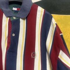 used古着 90s TOMMY HILFIGER 縦ストライプ ポロシャツ