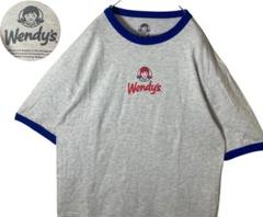 希少古着ウェンディーズ センターロゴ リンガーネックTシャツゆったりサイズ