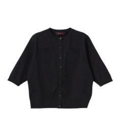 caban キャバン　半袖カーディガン　ネイビー CABaN》キャバン コットンカシミヤ クルーネックカーディガン