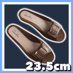 サンダル 23.5cm ブラウンフラット シンプル滑りにくい 靴ミュールサンダル