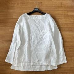 ネストローブ 長袖リネンブラウス 麻100% ホワイト nest Robe - 美品☆キレイ！！ネストローブ リネン袖口配色