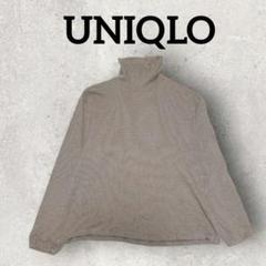 UNIQLO ハイネック トップス 長袖 タートルネック ボーダー (M)茶色