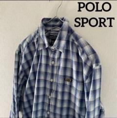 レアPOLOSPORTポロスポーツ長袖チェックシャツメンズxlブルー青ビンテージ