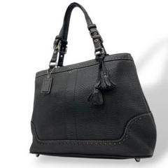 美品　コーチ　ハンドバッグ　黒　タッセル　COACH　レザー　5055　s70