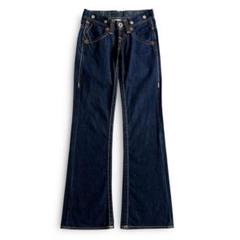 00s TRUE RELIGION 太ステッチ フレアデニム デカパーツ コア