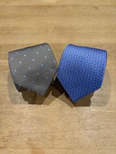 LANVIN ランバン ネクタイ 2本 グレー水玉・青系総柄