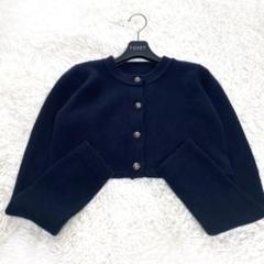 フォクシー カシミヤ100% ショート丈ニット ネイビー 38