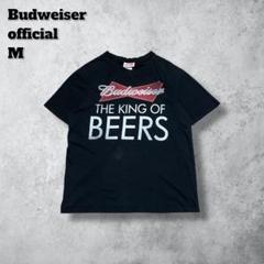 BudweiserバドワイザープリントTオフィシャル薄手ブラック海外古着ロゴM