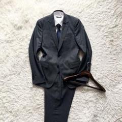 <極美品>LARDINI 新ロゴ ダークグレー ウール スーツ サイズ46