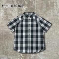 Columbiaコロンビア半袖シャツネイビーホワイトチェック古着L