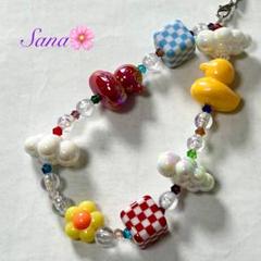 ペイントビーズストラップ・キーホルダーセット 5個セット♡ビーズストラップ♡ビーズキーホルダー♡鍵
