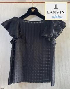 美品 ランバンオンブルー カットワークレース フリル コットン 半袖ブラウス◆黒 2025年最新】LANVIN en Bleu レディース 半袖 シャツ・ブラウス