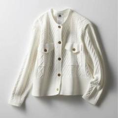 ダブルスタンダード レーヨンナイロン ダルケーブル ニット ジャケット 36 S ダブルスタンダード レーヨンナイロン ダルケーブル ニット