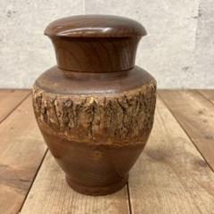 昭和レトロ 錫製 茶壷 茶道具 木箱入り 昭和レトロ 木製 壺 茶筒 茶入れ 茶葉入れ 自然な樹皮のデザイン