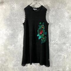 TOKUKO 1erVol 半袖 カットソー ブラウス 刺繍 ブラックNA16 tp22201.jpg