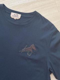 【半額】 Tシャツ 入手困難】エルメス☆ ネイビー M レザーパッチ メンズ トップス