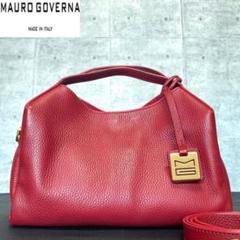 【美品】MAURO GOVERNA ルビーレッド ゴールド金具 2WAYバッグ
