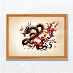 原画　日本画 龍　水墨画 色紙 水墨画龍図 180411 完成｜中坪宏太