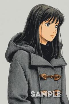 414 人物ステッカー オリジナルキャラクター マット紙 女性 4枚