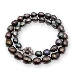 美品 黒蝶パール バロック ネックレス 12mm SV留め具 Z046