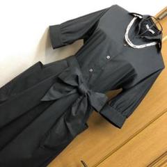 美品 セオリーリュクス 38 theory ワンピース 黒 リボン M 9号