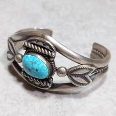 NAVAJO ナバホ族 ターコイズバングル ウォーターウェブ スタンプワーク NAVAJO ナバホ族 ターコイズバングル ウォーターウェブ スタンプ