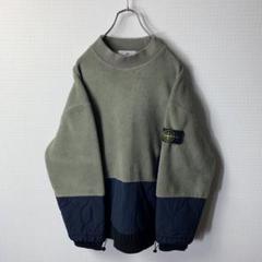STONE ISLAND　モックネックフリース切替中綿キルティング　L　ロゴ
