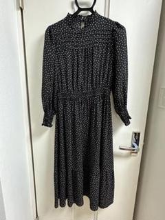 美品⭐︎黒　柄ハイネックロングワンピース　アナトリエ　ワールド