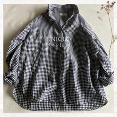 UNIQLO リネン100% ギンガムチェックシャツ ブラウス 長袖 ユニクロ
