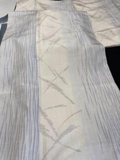 【最高峰新品】重要無形文化財 本場結城紬「結」白結城「変わり亀甲文様よろけ文様」