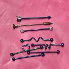【14G】レインボー ボディピアス 8つセット【インダストリアル】