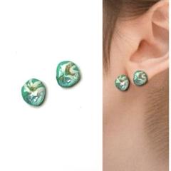 No.173ハンドメイドピアス　イヤリング　レジン　ターコイズ　ホワイト　シェル
