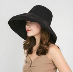 まみ様　つば広ハット　帽子　紫外線カット　UVカット　女優帽　アウトドア