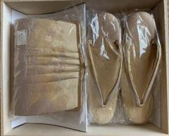 【高級仕立】着物用バックと草履のセット 金色 箱付き　未使用